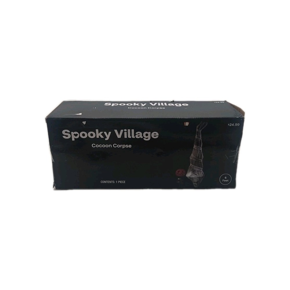 New SPOOKY VILLAGE Large Hanging Cocoon Corpse Boxed Halloween 6 ft Outdoor Prop